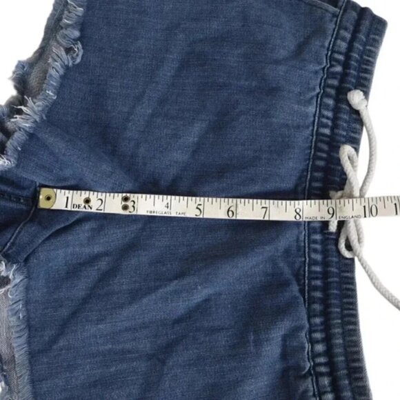 Aerie Shorts Chambray Blue High Rise Raw Hem Drawstring Pull On Size XS - Picture 5 of 7